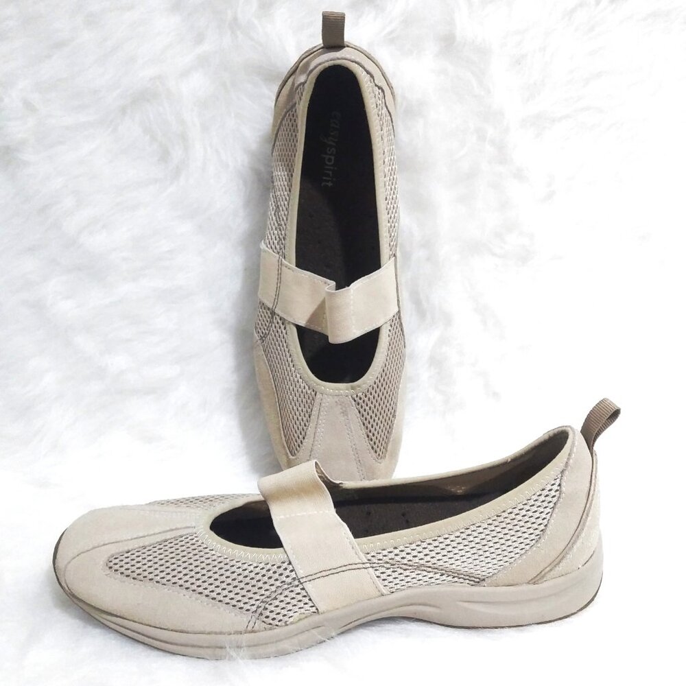 Easy Spirit Ballet Style Slip On Leather Suede Neutral Taupe